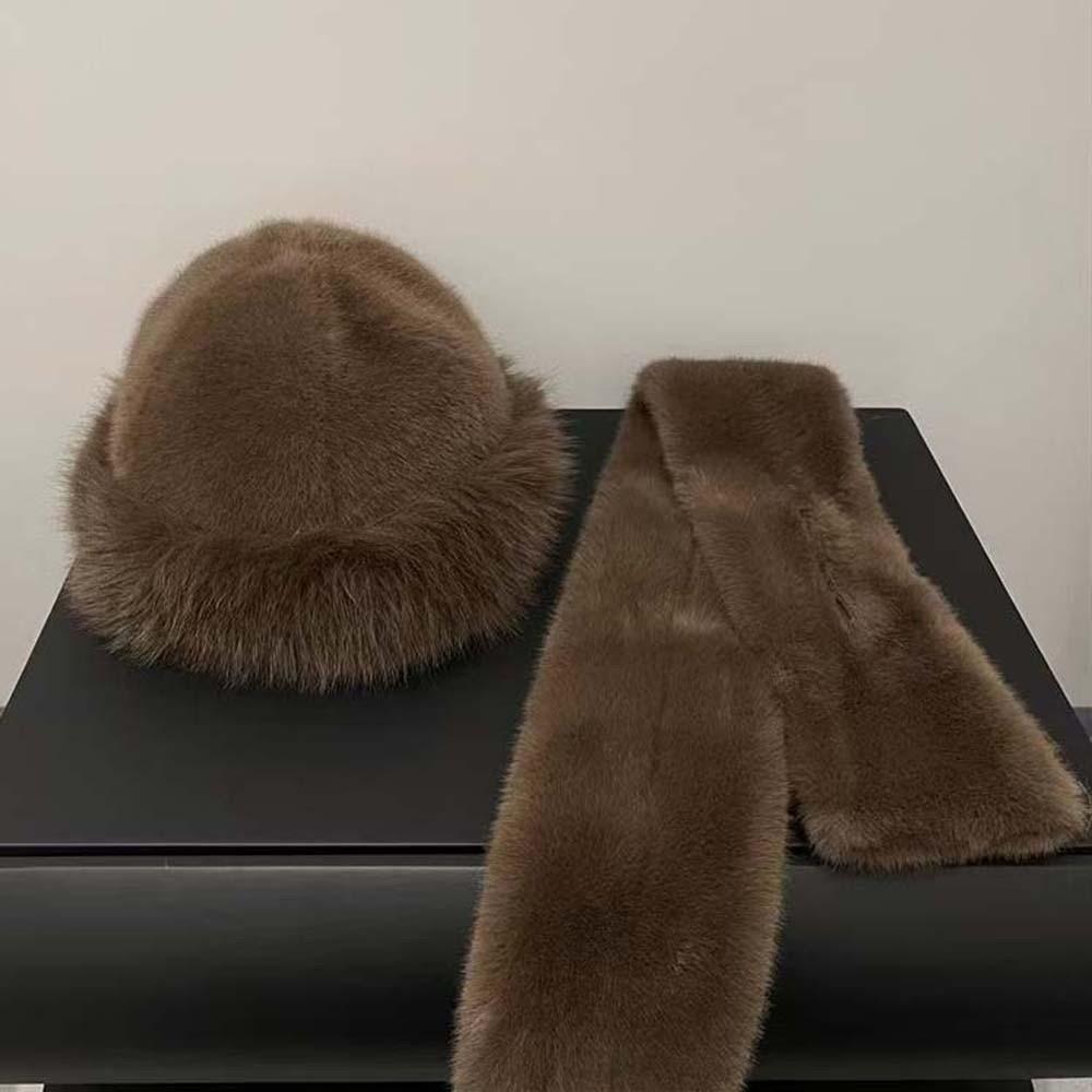 Windproof Russian Style Beanie Thickened Faux Mink Headwear Cossack Hat Set  Commuting