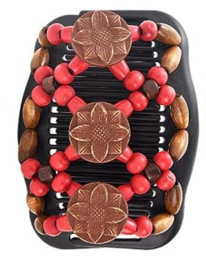 Peigne Magique Polyvalent en Perles de Bois pour Coiffure