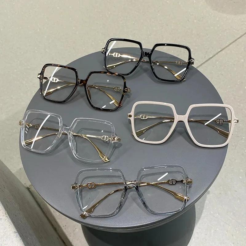 Módní Nadrozměrné Čtvercové Brýle Retro Dámské Brýle s Kovovým Rámem Blokující Světlo Trend Optické Počítačové Brýle