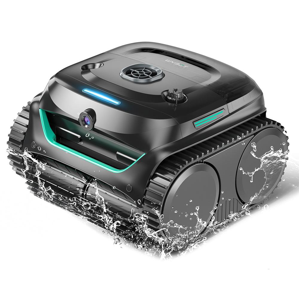 WYBOT C2 Vision Bezdrátový robotický vysavač do bazénu, vybavený AI kamerou, 8v1 komplexní čištění, černý a zelený.