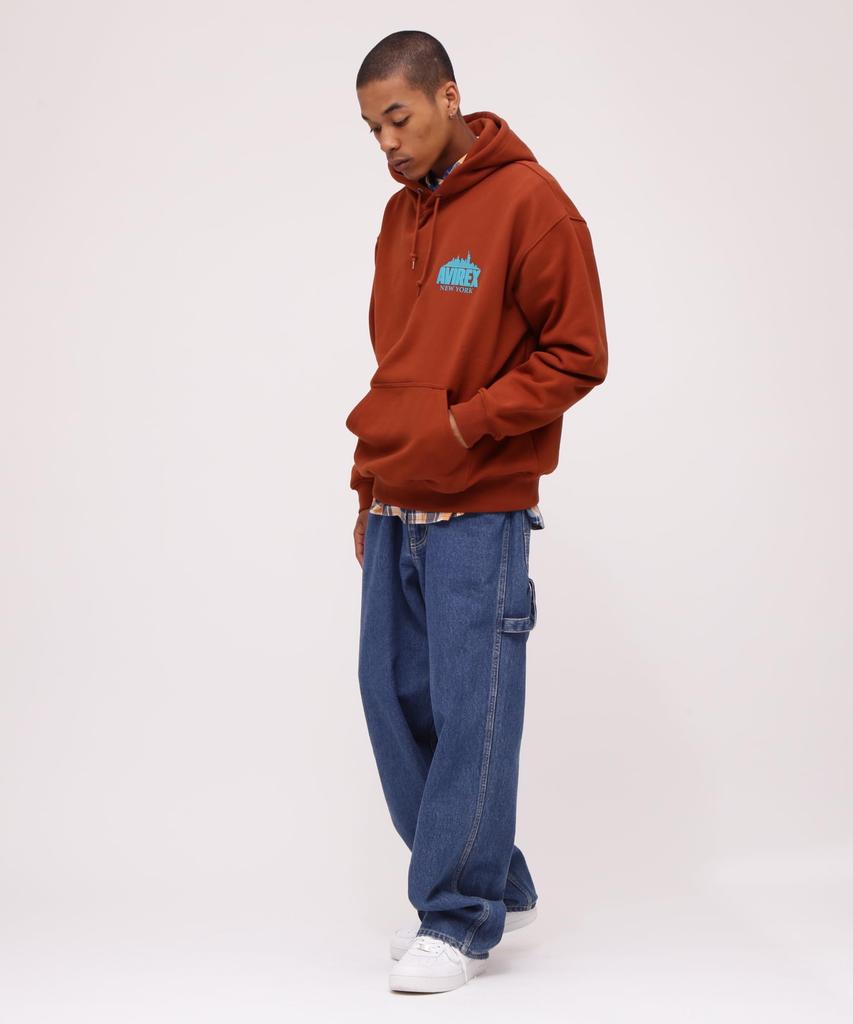 Avirex NEWYORK CITY SCAPE SWEAT PULLOVER HOODIE New York City Escape Sweat Pullover Size (WEB EXCLUSIVE) Men's Hoodie, M, 050, Brown, 783-4131010