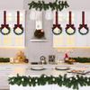 Mini Christmas Cabinet Wreaths 5.1 Inch Small Kitchen Xmas Decor with Red Ribbon Bow Plastic Rattan Fabric Window Door Office Holiday Decoration