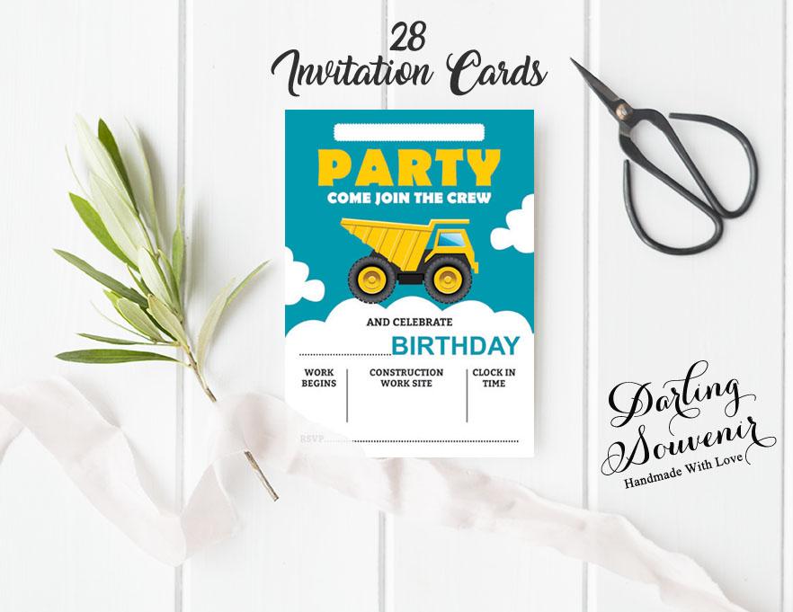 Darling Souvenir Green Birthday Invitation Card 28 Pcs Fill or Write In Blank Invites Printable Party Supplies 5 X 7