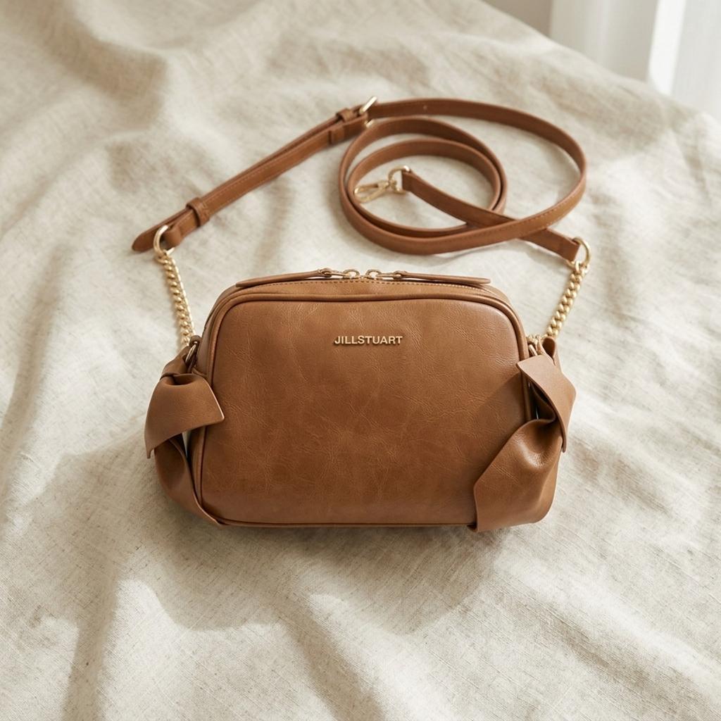 JILL STUART Pecotto JSLH5ES1 Shoulder Bag Camel Ribbon Design Vintage Feel Rounded Feminine Women's Handbag
