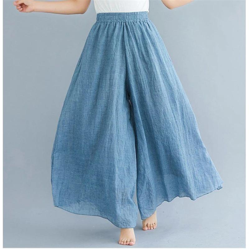 

Baggy Culotte Pants Women Casual Wide Leg Pantalones Summer Candy Color Sweatpants Ankle Length Straight Trousers L