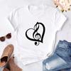 2025 New Women T Shirt Music Note Printed Tshirt Female Summer Casual Short Sleeve O-neck T-shirt Tops Tops for Women