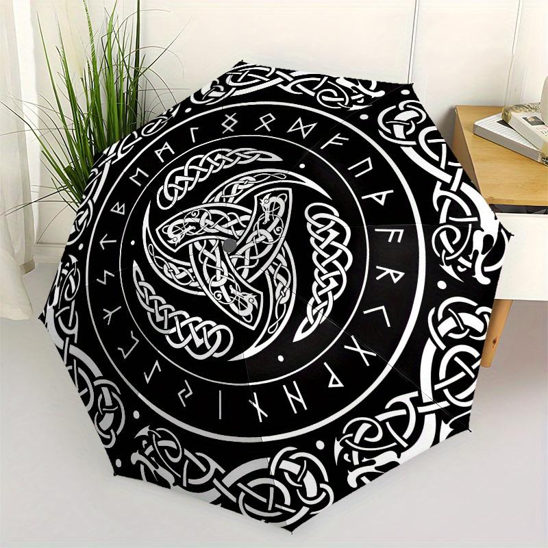 

Celtic Knot Triquetra Symbol Tapestry Wall Hanging Decor Umbrella, Cute Umbrella with Cute Design, Portable 3-Fold Compact Umbrella for Men & Women, V