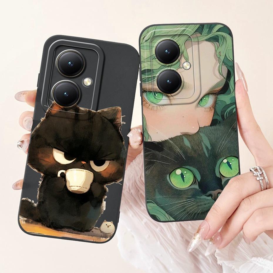 For Vivo Y35+ Y35m+ 5G Lens Protective Phone Case For Vivo Y35Plus Y35M Plus 5G Lovely Pattern Soft Silicone Jelly Cases