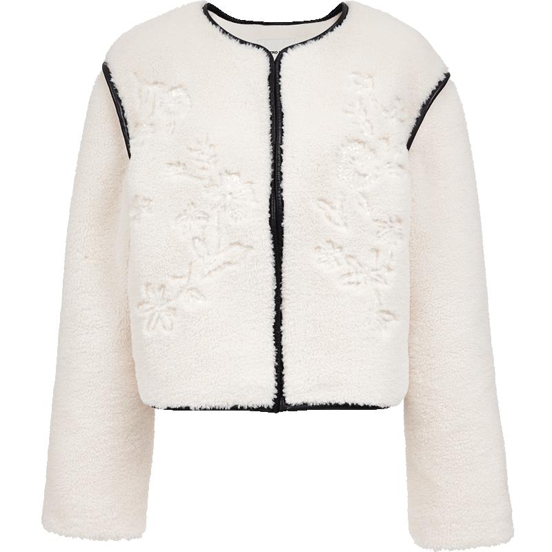 

Женская плюшевая куртка VEROMODA с цветными блоками и круглым вырезом M