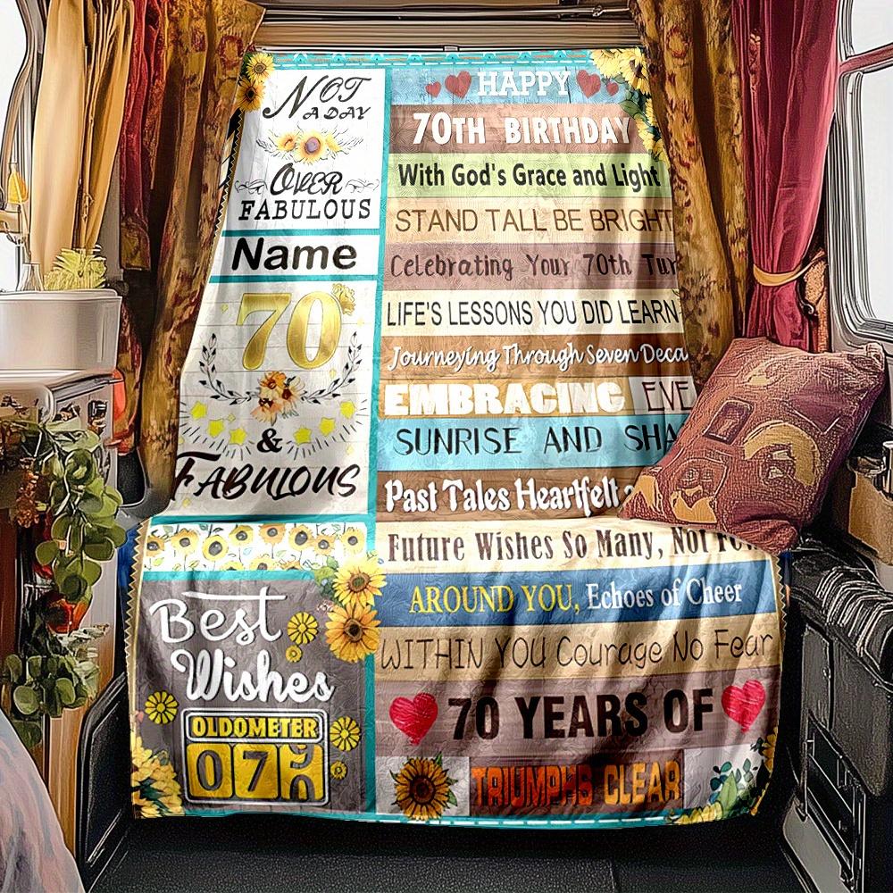 70Th Birthday Blanket Personalized Name Soft Comfortable Stylish Blanket Car Blanket Perfect For Travel Camping Outdoor Home Suitable For All Seasons