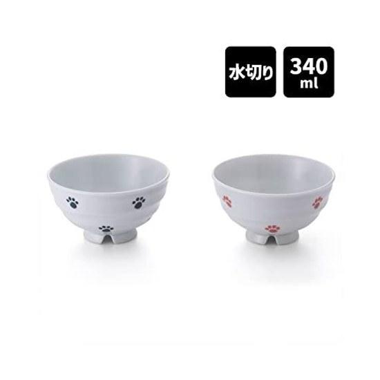 Nishinippon Toki Arita-yaki Footprint Cat Draining Rice Bowl Red 1 piece Tableware Drainage Cute