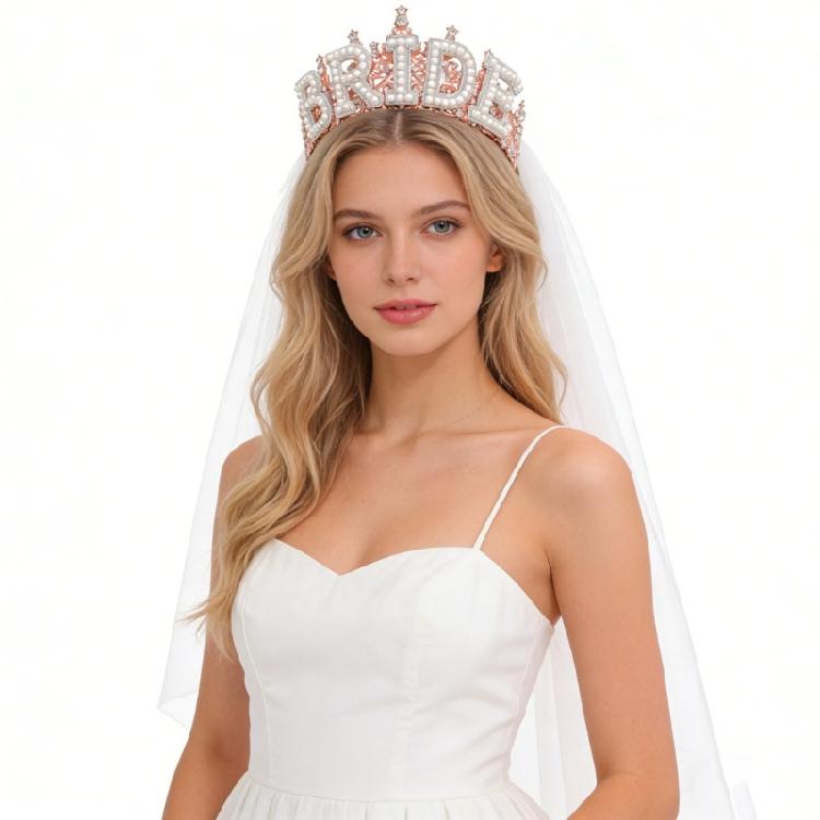 Bridal Pearls Crowns Stylish Graceful Crowns Wedding Photo Accessory Bride Crystal Hairband Wedding Photo Props