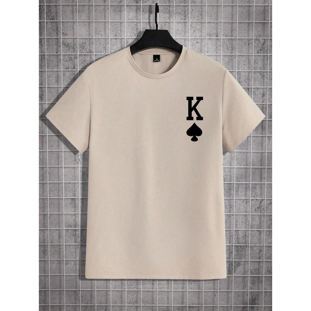 Poker 'K' Men's Short Sleeve T-shirt Casual Multicolor Top For Men Cotton Loose Oversized T shirt Personalized trend Tees