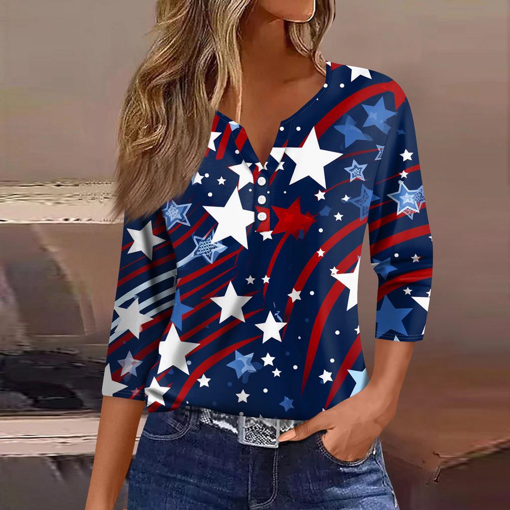 Topuri Damă cu Imprimeu Modă Vintage Casual Larg cu Decolteu în V Mărimi Mari Cămăși