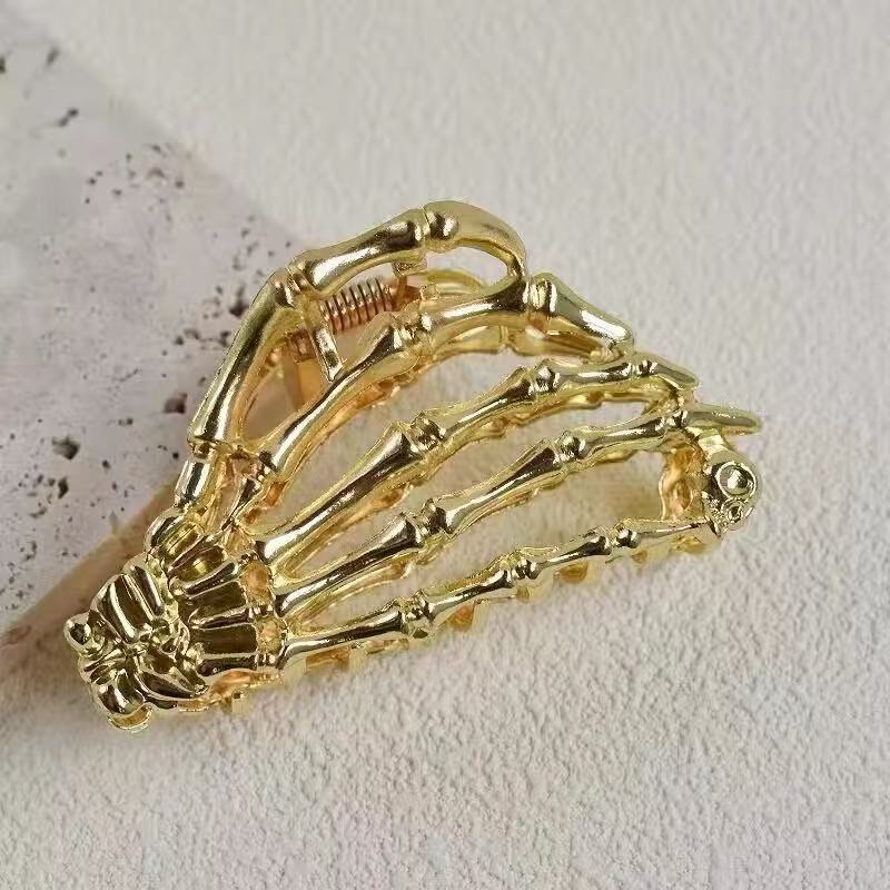 Halloween Bone Hair Clip for Girls Minimalist Y2K Style Metal Shark Clip Gothic Holiday Hair Accessories