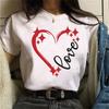 Women's Fashion T-shirt Short Sleeve Summer Cute Love Heart Print Casual Tee Tops
