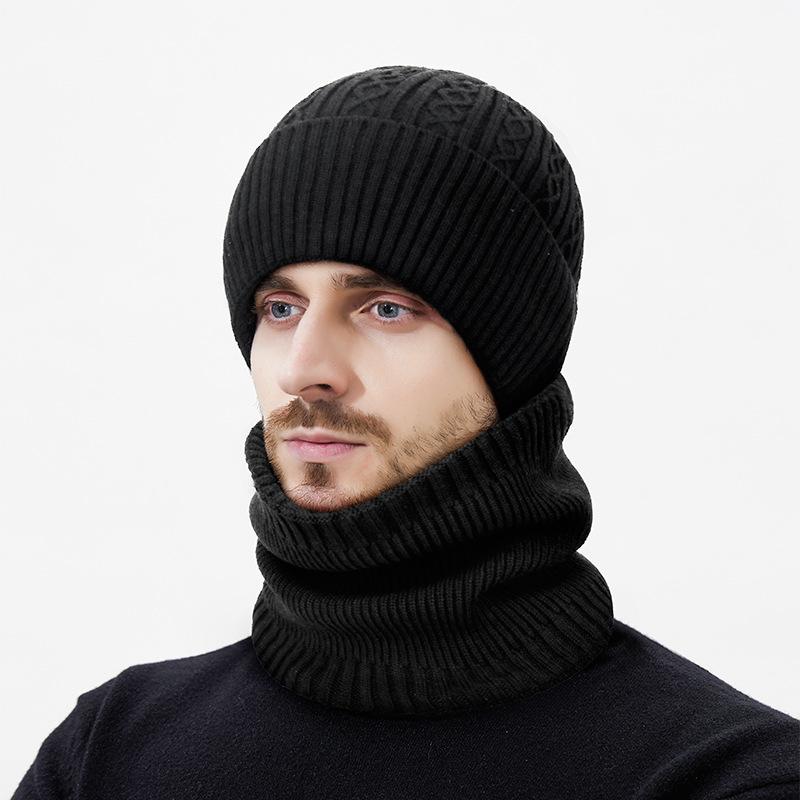 Winter Dick Warm Nacken Zweiteilige Strickmütze Herren Winddicht Kältefest Skimütze Wollmütze