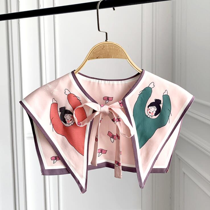 Perfect Match Printed Shawl Fake Collar Women Detachable Collars Big Lapel False Collar Shirt Thin Shawl Kragen Sahte Yaka Kraagje Nep Dames
