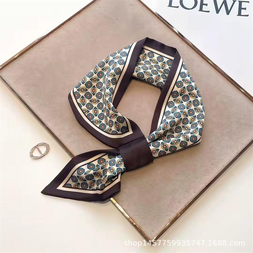 Silk Scarf Small Long Square Scarf Women'S High-End Neck Protection Scarf Professional Matching Shirt Scarf