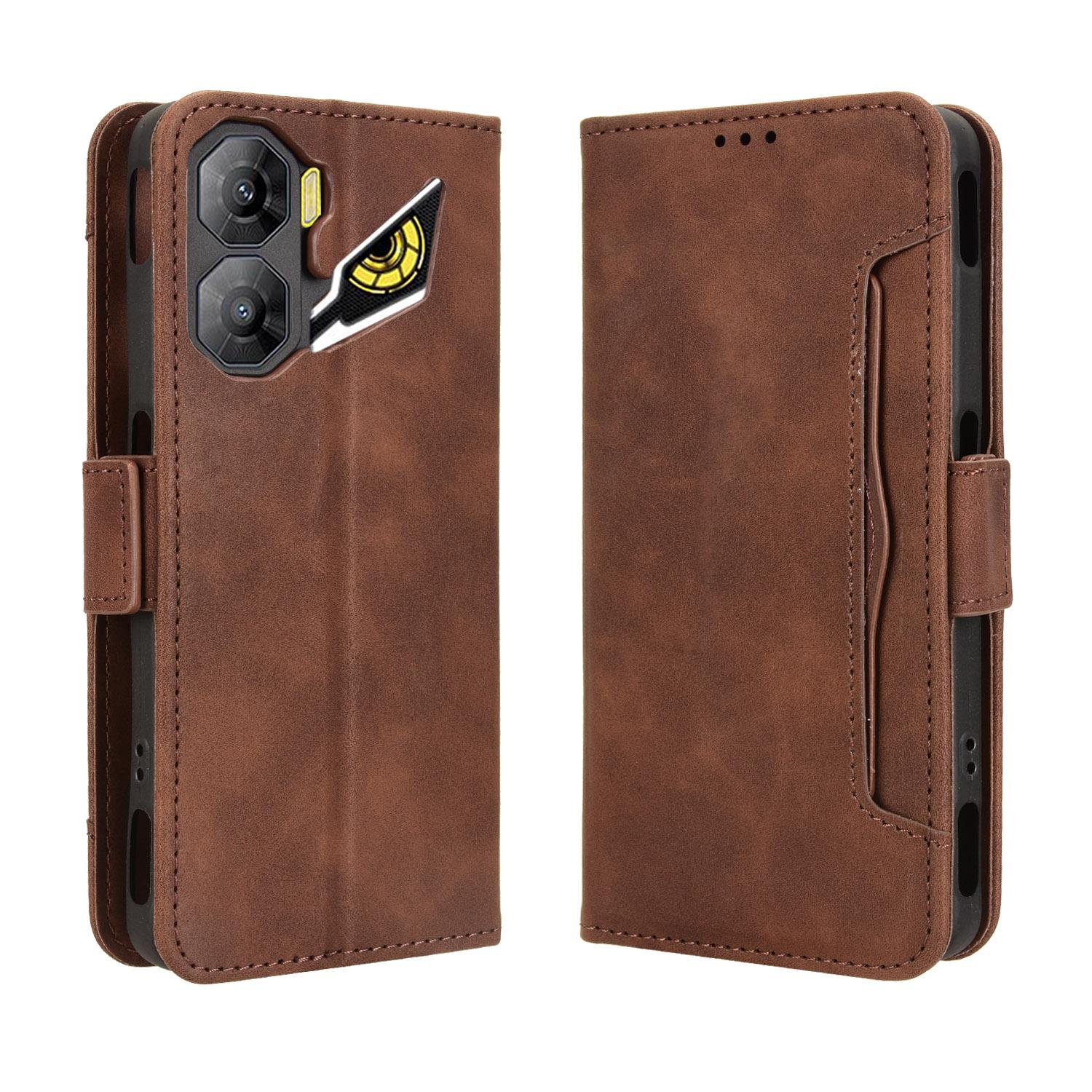 

For ZTE nubia Neo 3 5G Leather Case Phone Wallet Cover with Multiple Card Slots Brown