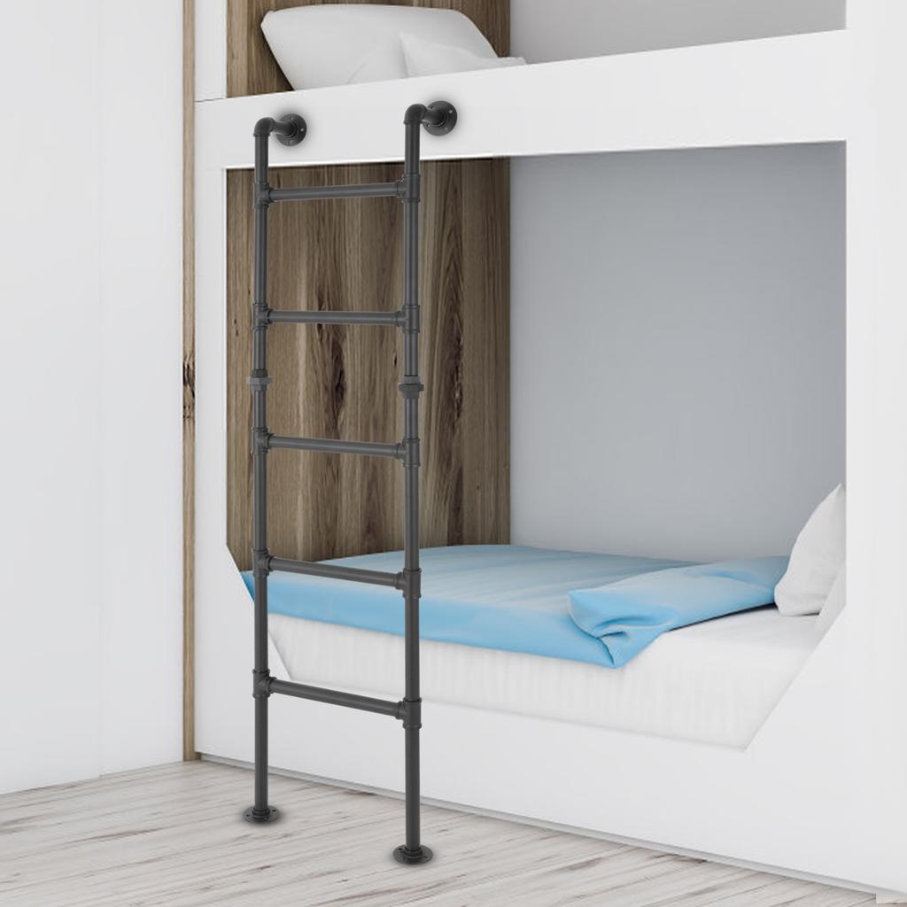 5-Step 170cm Carbon Steel Ladder,Black Wall&Floor-Mounted Ladders for Caravans,Dormitory Double Beds