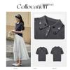 Demana Damen Pailletten Blumen Kurzarm Polo Strickoberteil