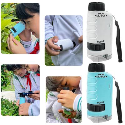 Mini Pocket Microscope Lab LED Light Battery Powered Handheld Microscope Light Home School Biological Science Educational Toys