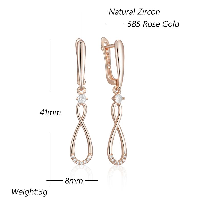 Trend Long Dangle Earrings For Women Fashion Rose Gold Color Natural Zircon Accessories Daily Fine Jewelry