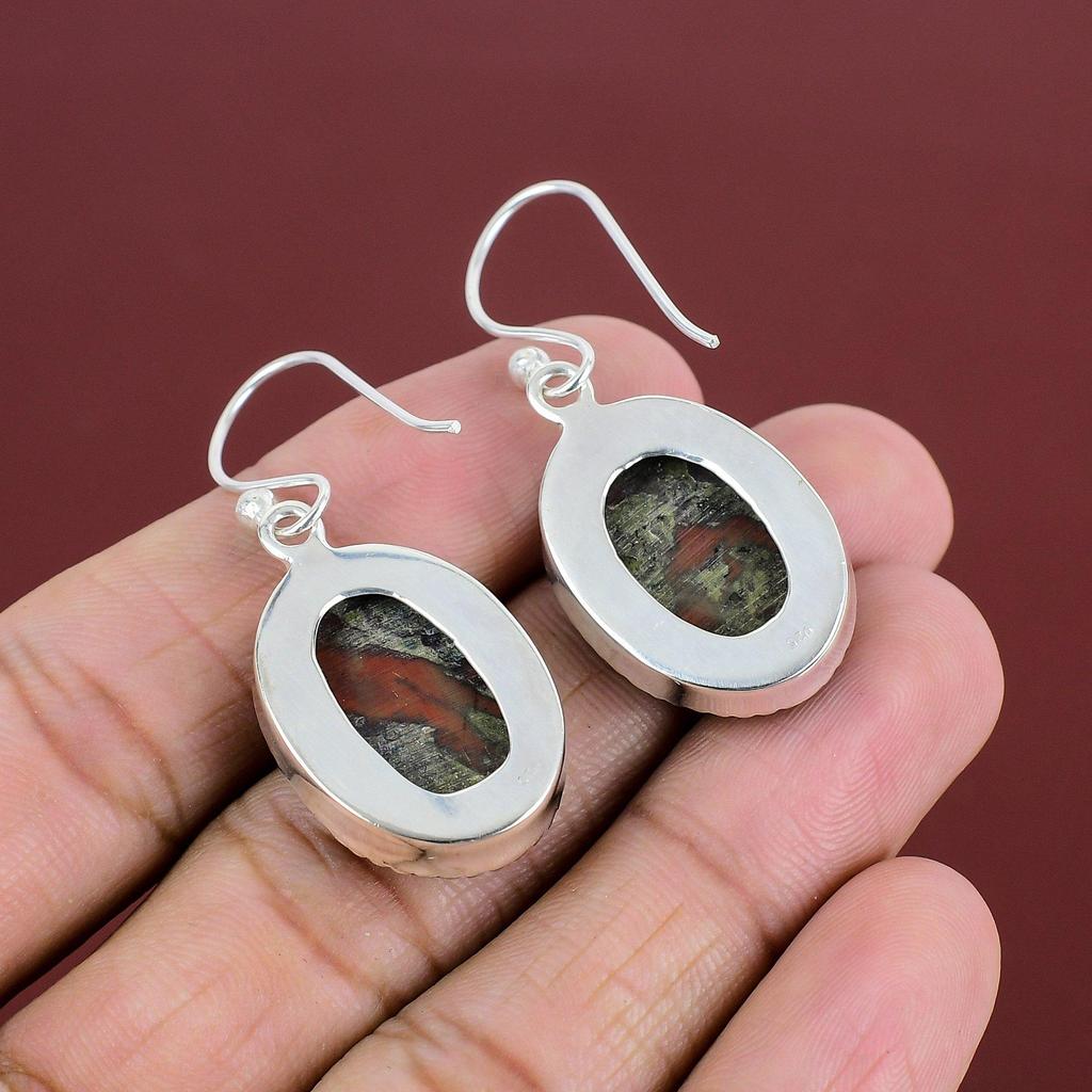 Dragon Bloodstone Earring 925 Sterling Silver Earring Handmade Jewelry Natural Gemstone Earring Decent Jewelry Drop Earrings Gifts For Women