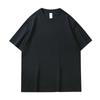 T-shirt bianca girocollo larga da 230g in puro cotone pesante con design versatile e logo stampato personalizzato.