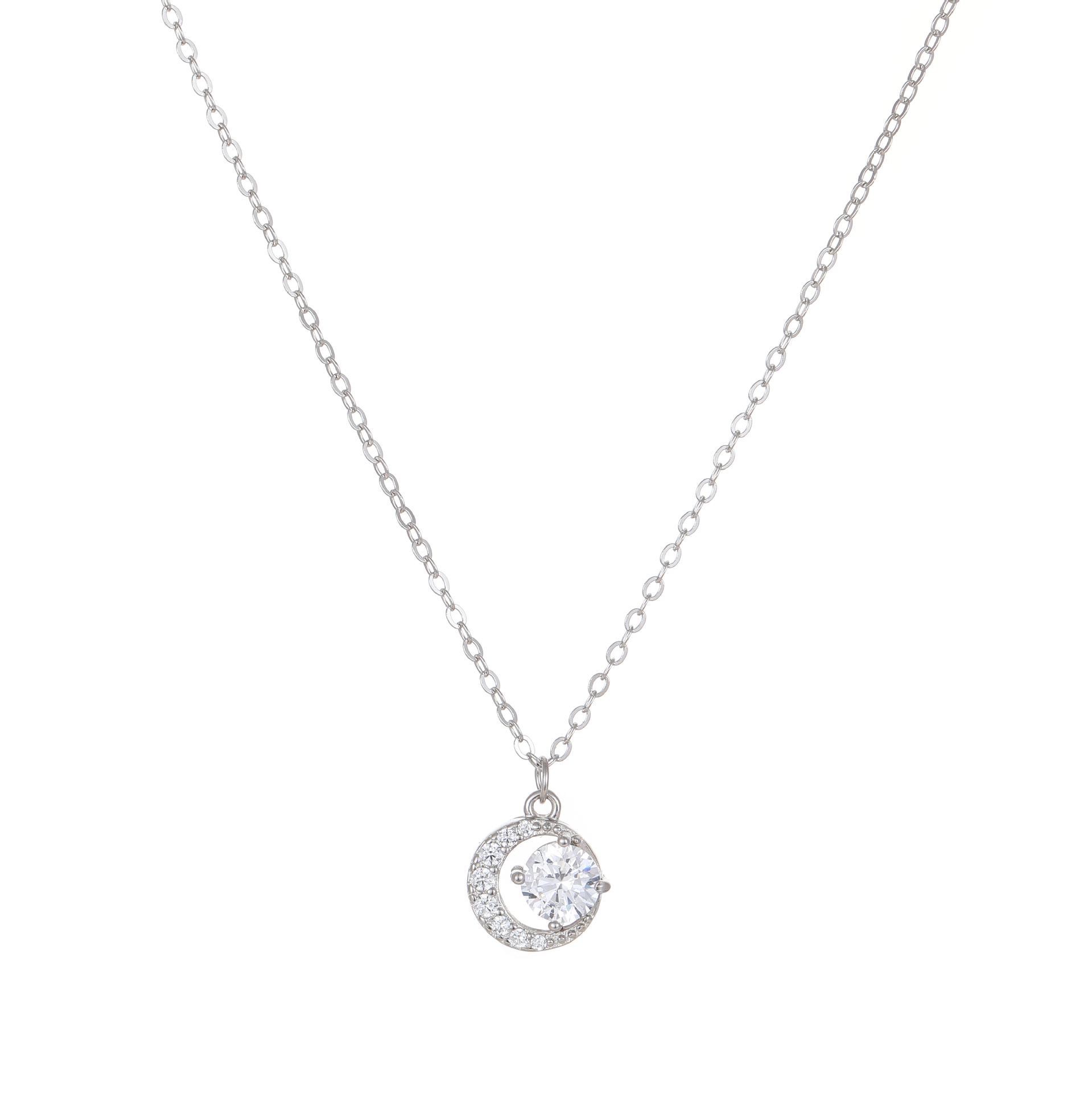 

18k Gold-Plated Sterling Silver Crescent Moon Pendant Necklace for Women - Elegant Japanese Design 925 Silver