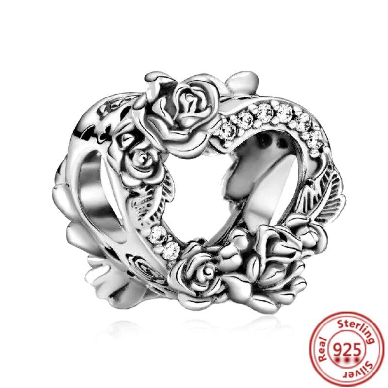 925 Silver Love Collection Beaded Pendant Charm Accessory Bracelet Women 'S Diy Jewelry