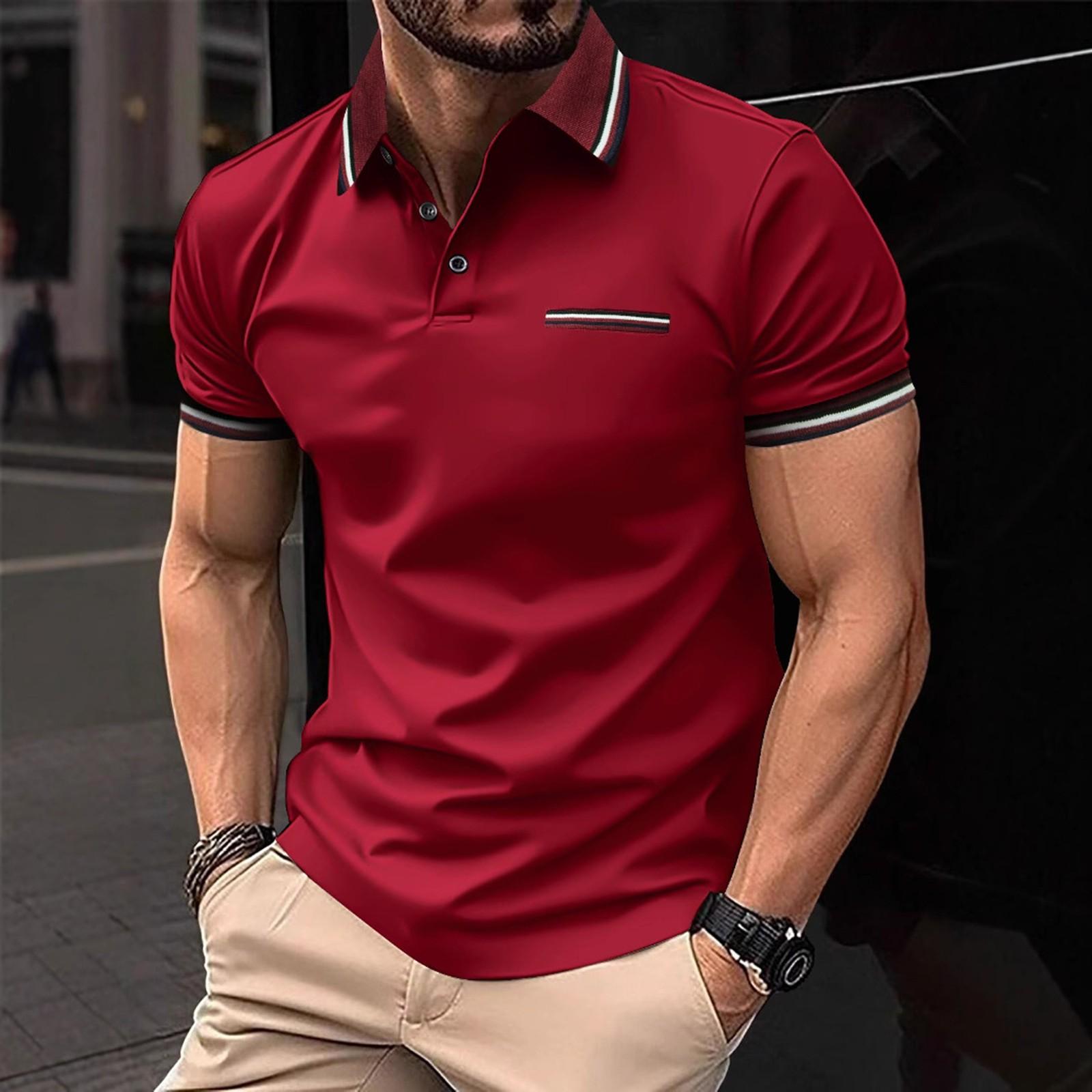 

Мужская летняя деловая футболка с дизайном из рифленой ленты, повседневная модная, большого размера, с коротким рукавом, для мужчин XL винный