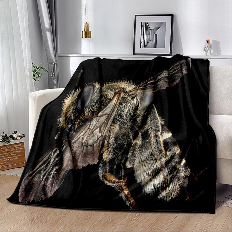 3D Honey Bee Insect Cartoon Soft Plush Blanket,Flannel Blanket Throw Blanket for Living Room Bedroom Bed Sofa Picnic Cover Kids