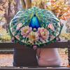 Peacock and Golden Bird Among Flowers Printed umbrella windproof folding umbrella portable sun and rain umbrella suitable for gifting