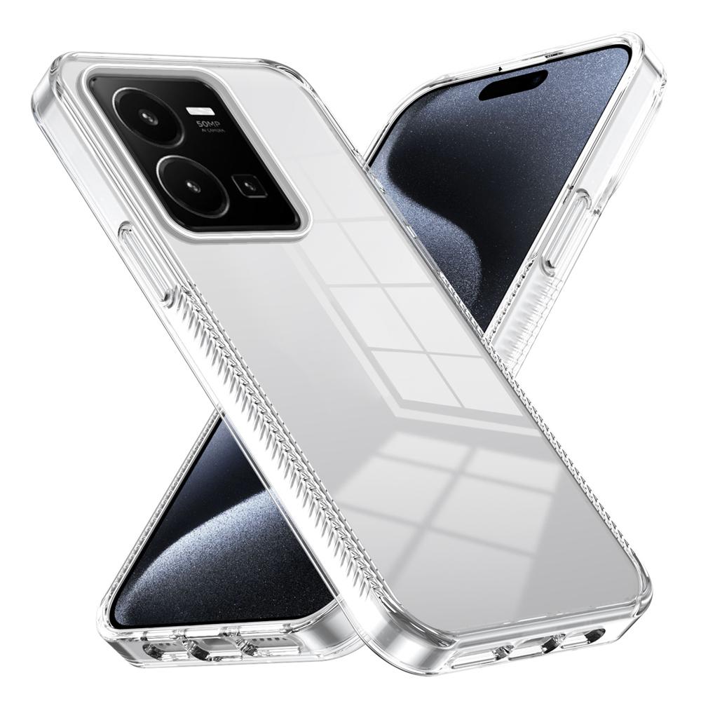 KEYSION Transparent Phone Case for VIVO Y35 Y22 Y22S Soft TPU+PC Anti-slip HD Clear Shockproof Phone Back Cover for VIVO Y22 Y35
