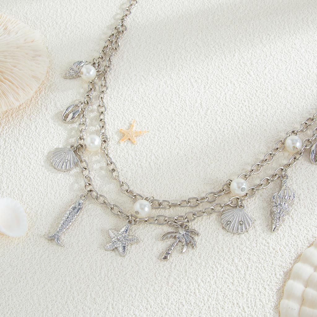 Mehrlagige Seestern Muschel Taillenkette Trendige Imitationsperle Sexy Bikini Goldfarbene Bauchkette für Frauen Mädchen Körperschmuck Geschenke