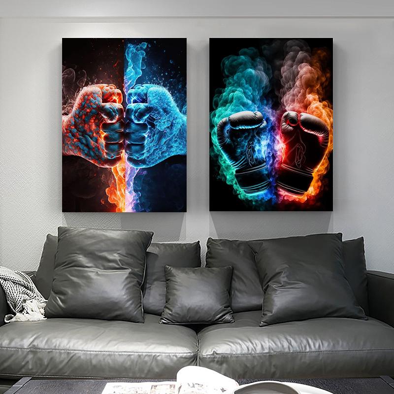 Retro Boxhandschuhe Leinwand Malerei Kunst Ästhetik Poster Drucke Boxing Gym Club Hintergrund Wand Dekor Jungen Zimmer Bild Cuadros