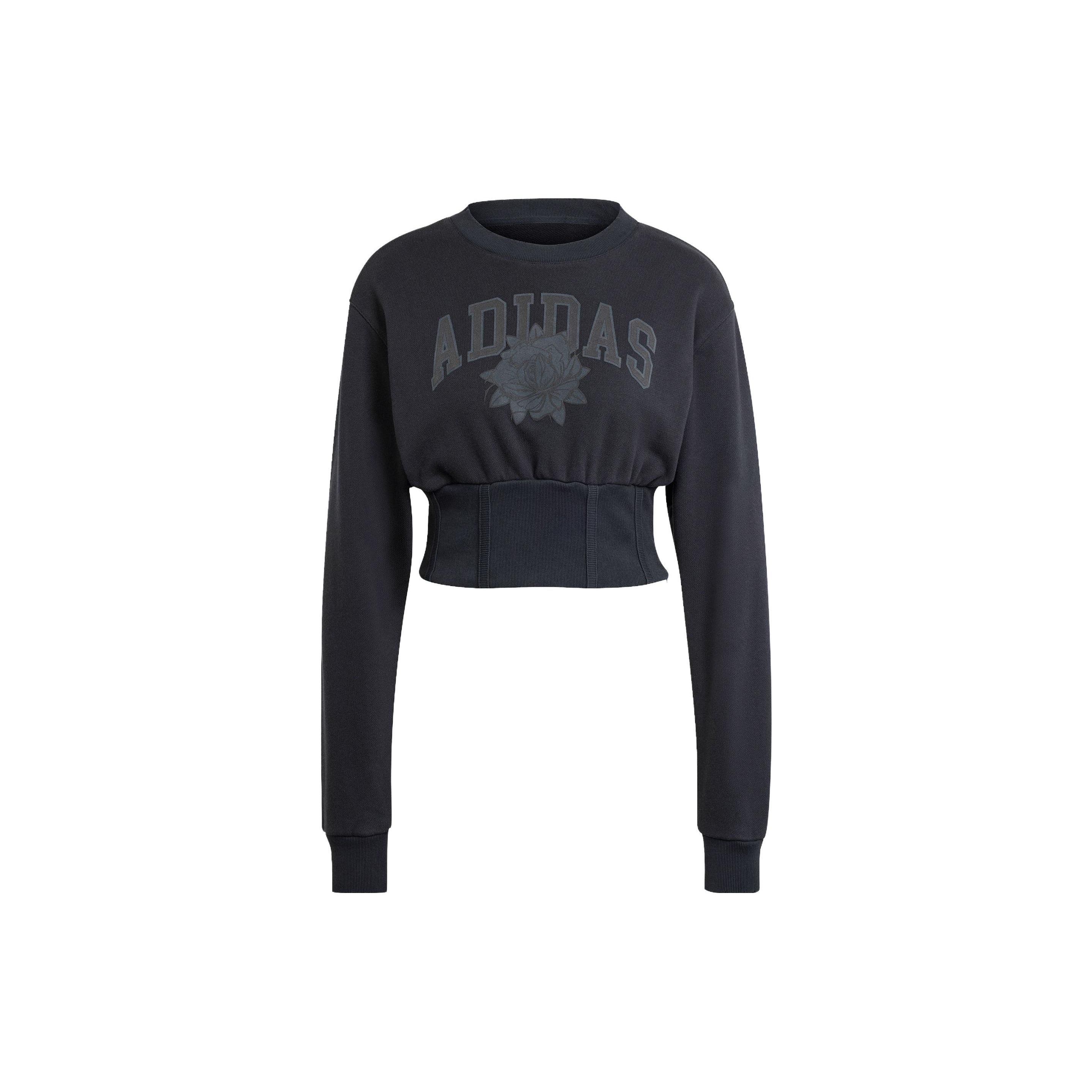 Adidas Originals Crew Neck Sweatshirt Casual Daily Tops Women Black IY9028 S