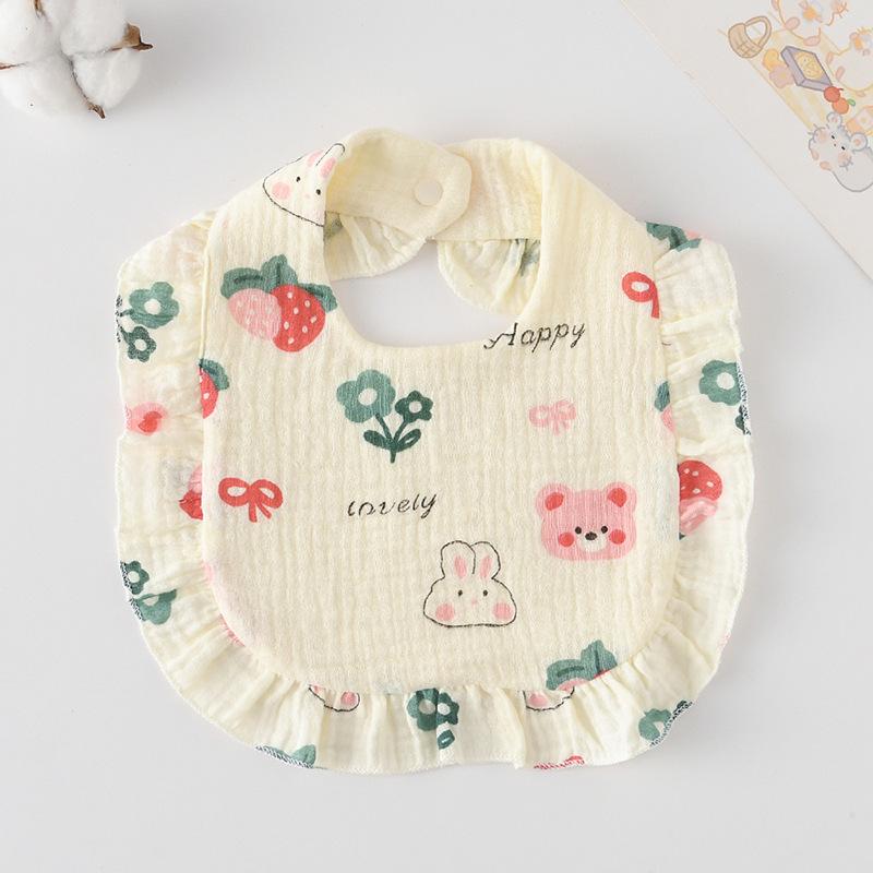 Ruffle Baby Drool Bibs: Pure Cotton Printed Lace Bibs