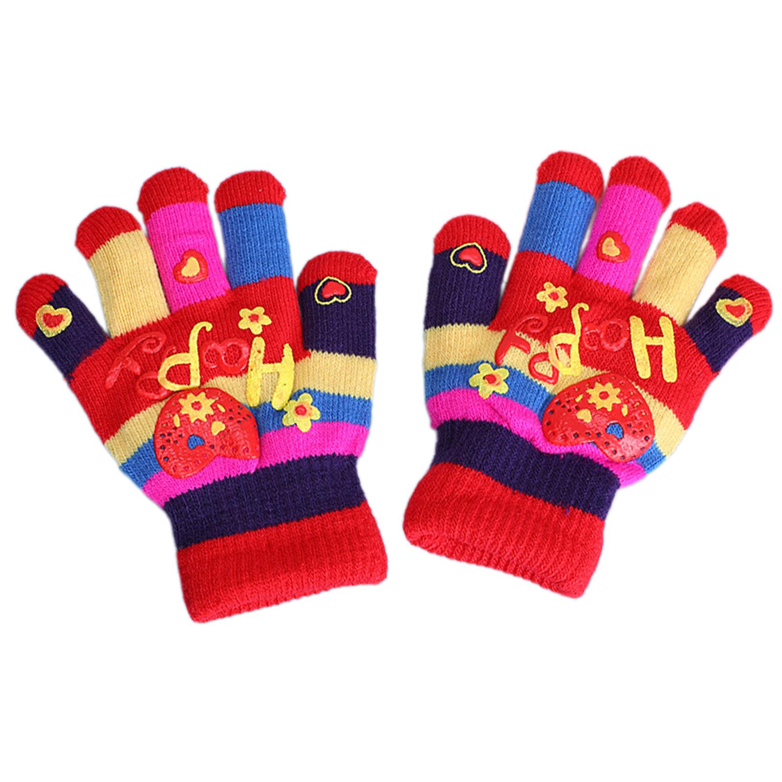 Детские стильные утепленные термоперчатки, толстые перчатки, стильные вязаные термоперчатки, зимние теплые перчатки с закрытыми пальцами красный