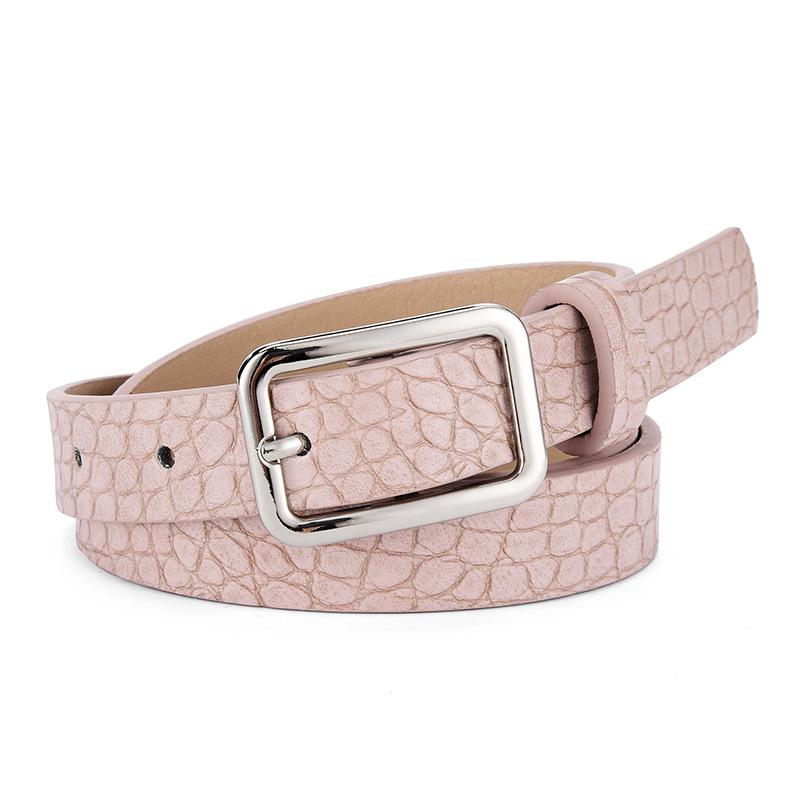Belt Women'S Candy Color Crocodile Pattern Decorative Jeans Belt Simple Sun Buckle Casual Ladies Belt