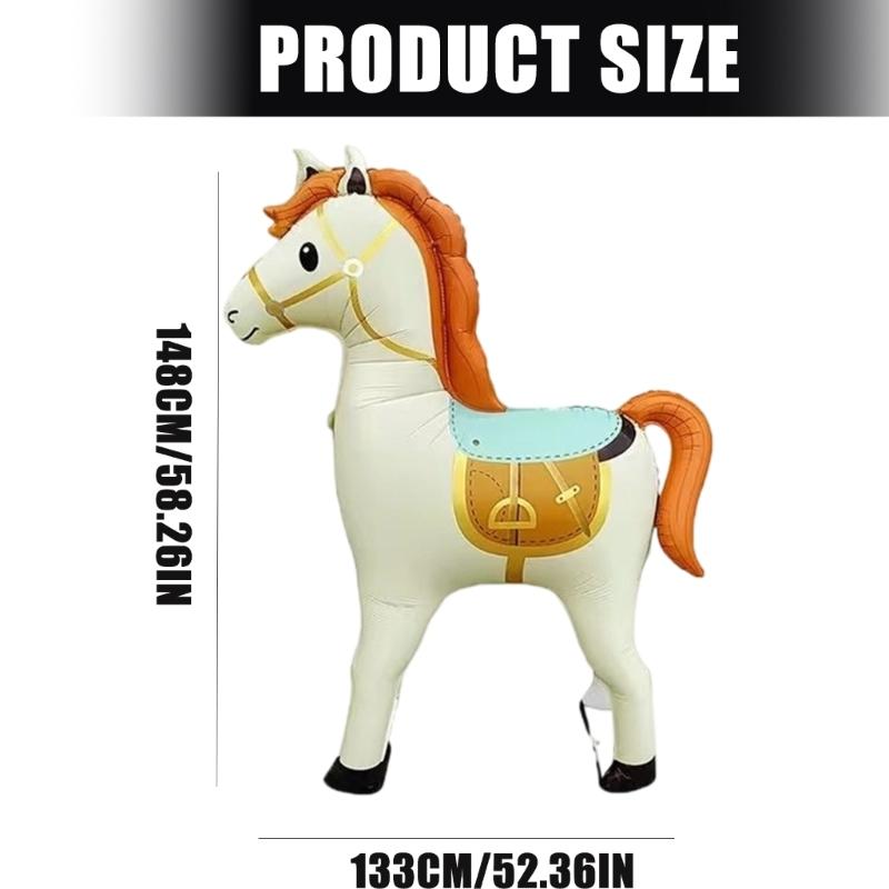 Standing Horse Shape Aluminum Foil Balloon 133x148cm For First Birthday Celebration Anniversary Photography Decoration