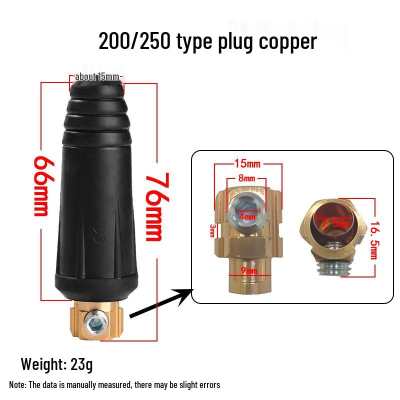 European Style Pure Copper Welding Torch Quick Connector Plug DKJ10-2535-50-70 Cable Socket Accessories