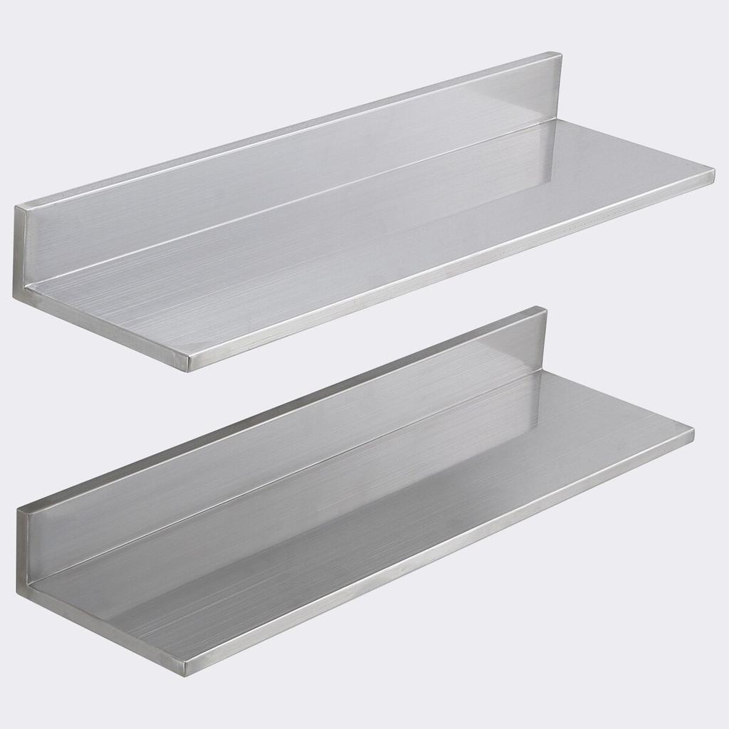 8.6" X 24" Stainless Steel Shelf, Wall Mounted Floating Shelving with Backsplash, 44 Lbs Load Capacity Commercial Shelves, Heavy Duty Storage Rack for