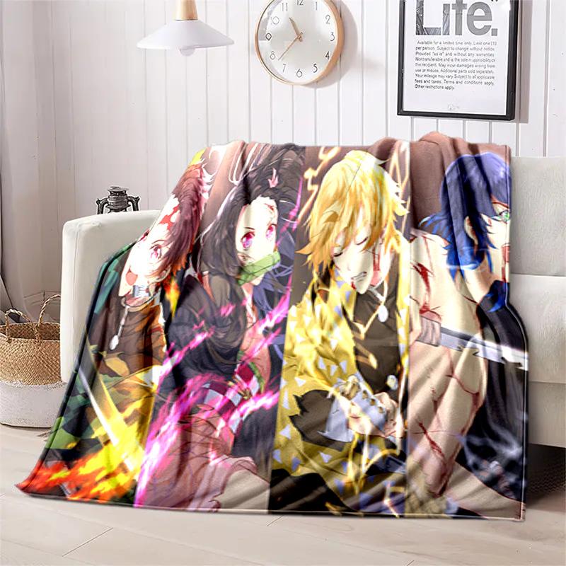 Japanese manga artist Koyoharu Gotouge's Demon Slayer blanket Soft and portable four season home bed, office travel, lunch break, warm blanket K24
