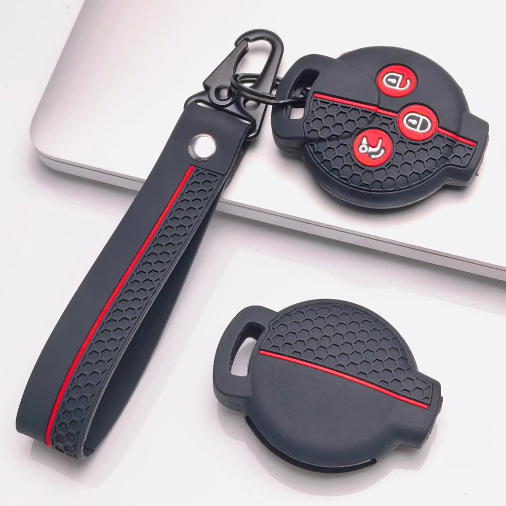 Anti Slip Car Key Protector for Smart Fortwo Forfour Roadster City Coupe City Cabrio with Keychain Honeycomb Texture Shockproof Remote Key Protector