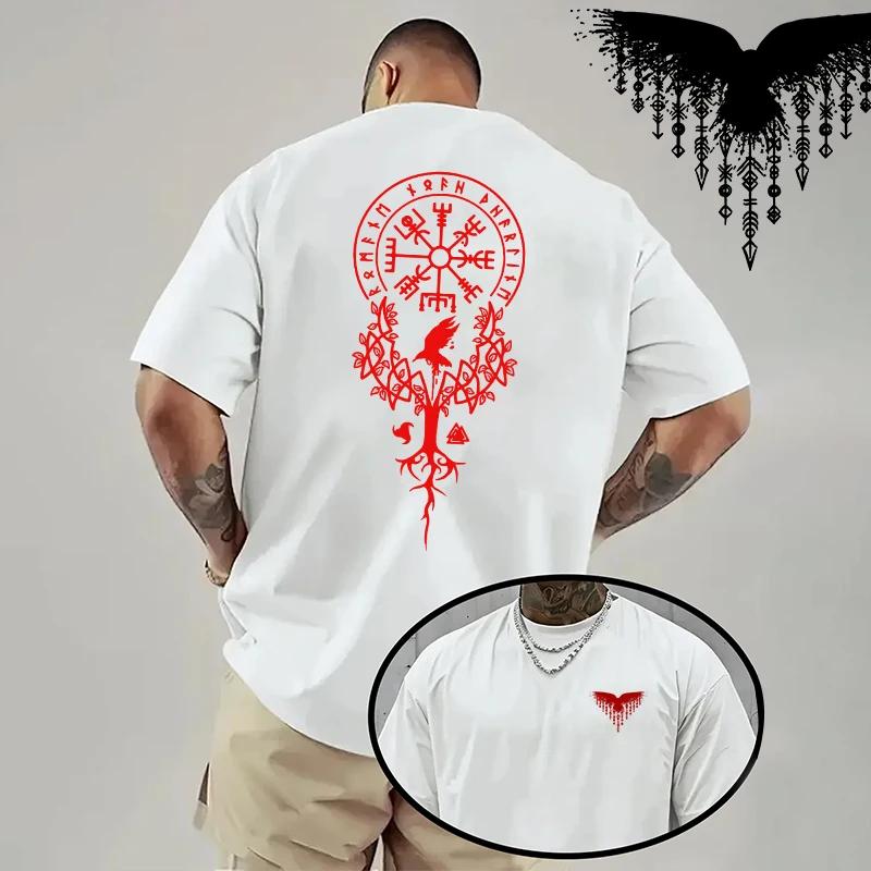 

2026 New Mens Tshirt Spring Summer Daily Casual Fashion Short Sleeve Top 8 Styles Nordic Ancient Prints Patterns Tees Oversize 4XL