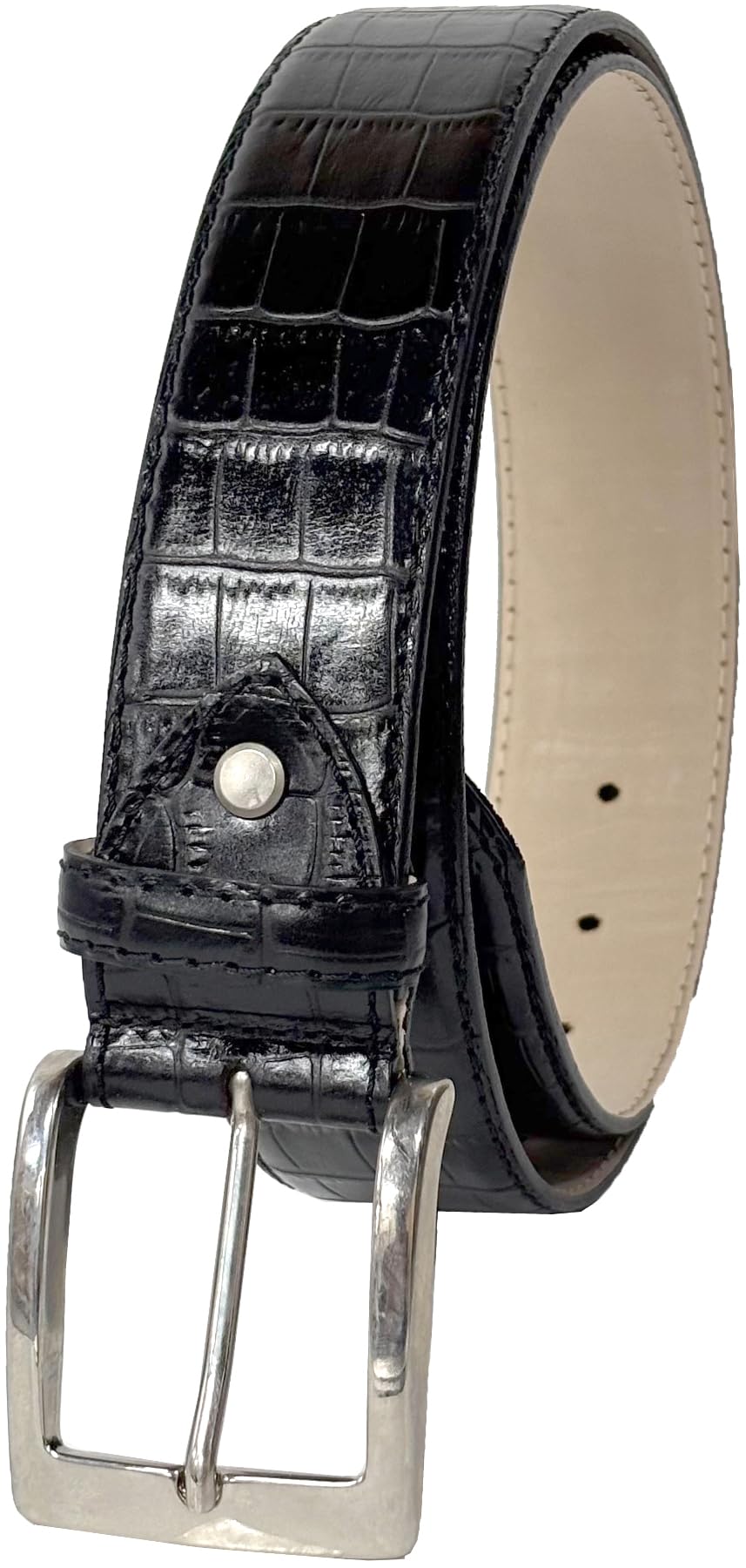 [FashionBerry] Crocodile Embossed D Italian Genuine Leather Belt for Men and Women - Italian Leather Belt, Business, Formal, Brand, Handmade, Casual