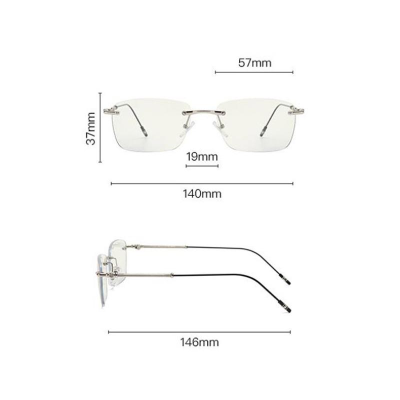 Vintage Unisex Rimless Photochromic Computer Glasses Anti-blue Light Outdoor Ultra Light Color-changing Flat Lens Eyewear
